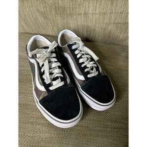 Van's Women's 6.5 Old Skool Sneakers Black Multicolor Camoflage Skate‎ Shoe